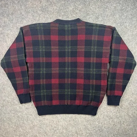 Vintage Plaid Cotton Grandpa Sweater - Picture 2 of 5